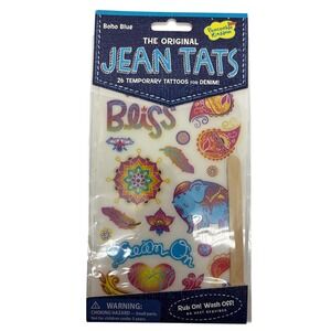Jean Tats‎ Boho Blue Temporary Tattoos for Denim Peaceable Kingdom 26 pc